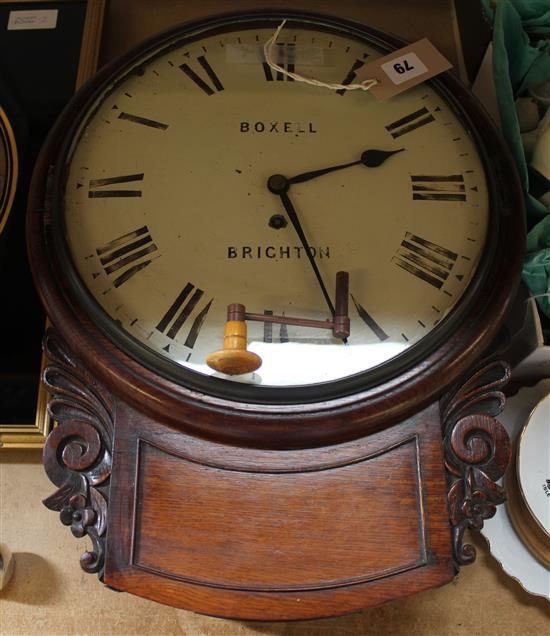 Victorian mahogany fusee wall clock